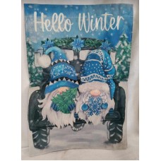 Hello Winter Gnomes Flag