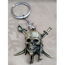 Pirate Skull Keychain Bronze