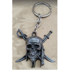 Pirate Skull Keychain Silver